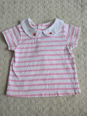 Jacadi Paris Dalia Cotton Blouse Shirt 18M In Blanc/Rose